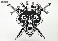 Large Clothing Embroidery Patches Heat Seal Wolf Logo Diameter 9 Inches