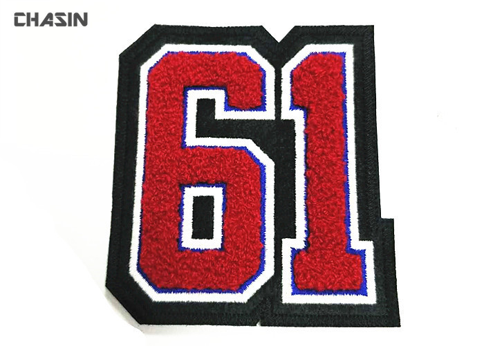 Sew On Chenille Number Patches 3.5" Tall Chenille Patches For Letterman Jackets